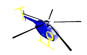 Anima&ccedil;&atilde;o das helices de um helicoptero girando em movimento circular